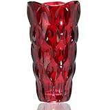 CEMABT 9.5inch 3.4 lb Glass Vases for Flowers Unbreakable Thickened Morden vase for Tables Centerpieces,Colorful,Vintage and Clear Rose Large Flower vases for Bouquet Unique Gifts（Red）