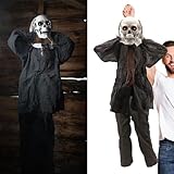 I LOVE FANCY DRESS Animatronic Skeleton 110cm 43" Halloween Decoration - Red Light up Eyes & Sound Effects - Removes Head - Halloween Props - Pack Of 1