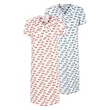 Ladies 2 Pack Nightie Short Sleeve Nightdress UK Sizes 10/12 to 22/24 Cotton New (Petal 18-20)