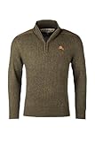 Men's 1/2 Zip Chunky Country Shooting Sweater Embroidered Men Sweatshirt (UK, Alpha, L, Regular, Regular, Olive Tweed)