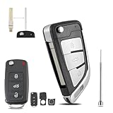 GZXNKEY VW Key Fob Upgrade Key Case 3 Buttons For Volkswagen VW Golf MK6 Caddy Transporter T6 Tiguan Polo Skoda Octavia VW UP Key DIY Replacement with Pin Removal Tool