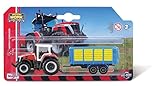 Maisto Mini Working Machines MASSEY FERGUSSON 8S.265 TRACTOR WITH BALER TRAILER – 3” – Incredibly Detailed Die-Cast Replica Collectible Model, Assorted Models, Red
