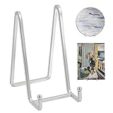 Plate Holder Easel Display Stand - 6 inch Metal Plate Stands for Display - Tabletop Picture Stand - Silver Iron Easels for Display Pictures | Photo Frames | Book | Decorative Plates | Plaque - 2 Pack