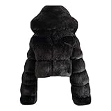 Coats for Women Teddy Bear Cropped Fluffy Puffer Overcoat Outwear Fur Lapel Zip Up Winter Warm Bubble Coat Short Artificial Plush Parka Peacoats Fleece Coats UK