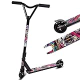 Stunt Scooter, Street Trick Scooter with 100mm PU Wheels ABEC-5 Bearings, Beginner Level Kick Scooters for Kids Teens, Freestyle Stunt Scooters Ages 8 9 10 11 12+ (Graffiti)