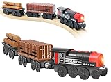 beylon Motorized Train for Wooden Track, 3Pcs Train Toy Set for 3 4 5+Years Old Boy Girl Toddlers, Battery Powered Train Compatible with Thomas & Friends, Brio and Chuggington