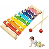1 Pcs Wooden Xylophone for Kids , Toddler Musical Instruments, 8-Note Baby Xylophone with 2 Mallets, Educational Glockenspiel Toy for Children Ages 1-3