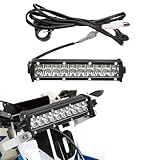 Dual Row 8 Inch 10-30V Led Light Bar, Waterproof Off Road Led Light with Wiring Harness Kit Universal for Most 7/8” handlebar YZ125 YZ250F WR250F KLX110 CRF110F Dirt Pit Bike Motorbike ATV