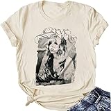 Womens Rock Music Bleached T Shirts Vintage Retro Graphic Concert Tops Funny Letter Print Short Sleeve Casual Shirt (Beige1 L), Beige