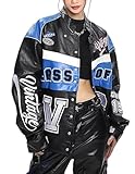 Vamtac Vintage Men Motorcycle Bomber Varsity Jackets Graphic Casual Loose Hip-Hop Letterman Streetwear Uniforms, 07-black, XS