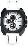 Marc Ecko Mens Watch E13585G1 with Matte White Dial and White Leather Strap