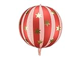 Large Red Foil Balloon with Stars – 20” Party Decoration – Air or Helium Inflatable Red Party Balloon - Circus Funfair Party Decoration