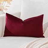 Artscope Luxury Velvet Cushion Covers Super Soft Decorative Rectangle Throw Pillow Covers Case Cushion Covers for Sofa Couch Bedroom Car Decor 40x60cm Wine Red