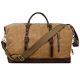 S-Zone Mens Canvas Leather Holdall Travel Duffle Overnight Weekend Satchel Totes Bag Handbags