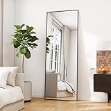 Koonmi 53x163 cm Mirror Full Length - Minimalist Modern Full Body Floor Length Mirror - Standing, Hanging, Leaning for Living Room, Black