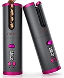 Wireless Automatic Curling Iron, Cordless Auto Hair Curler for Travel, Ceramic Rotating Hair Curler with 6 Temps & Timers, Portable Rechargeable Curling Wand, Auto Shut-Off, Fast Heating Iron
