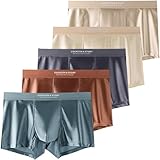 Satin Boxer Briefs for Men Light Luxury Ice Silk Fashion Silky Satin Underwear Pack, Chafing Mens Sleep Underwear (5PCS,L)
