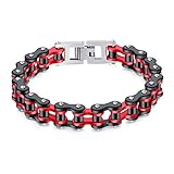 LAFATINA Large Mens 8.5 inches Bicycle Motobike Link Chain Bracelets Heavy Masculine Wristband for Fathers Day Stainless Steel