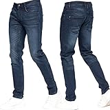 Crosshatch Stretch Slim Fit Jeans Mens Denim Designer Trousers Pants Dark Wash 32W X 32L