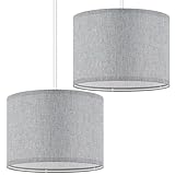Weewooday Fabric Lampshade for Ceiling with E27 to E14 Adapter Ring Modern Pendant Table Floor Lamp Shades for Bedside Lamp 26 x 18 cm(Grey,2 Set)