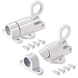 2 Pcs Automatic Spring Latch Lock, Pull Ring Bolt, Suitable for Windows, Wooden & Cabinet Doors (White)