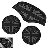 3 PCS Car Cup Holders Coasters, F56 Mini Accessories, Mini Car Accessories, Anti-Slip Silicone Coaster Storage Box Mat, Cup Holder Mats for Mini Cooper F55 F56, UK Flag Style
