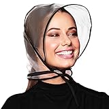 Lusofie 6 Pieces Rain Bonnet with Visor Clear Waterproof Rain Scarf Protect Hairstyle Plastic Rain Hats for Women Lady Rain Wear Black