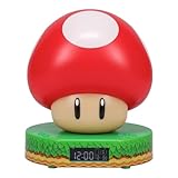 Super Mario Brothers Mushroom Digital Alarm Clock - Officially licensed Nintendo Movie Merchandise With Power Up Sounds, Kids Alarm Clock and Bedroom Accessories | Paladone, Black