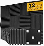 Saiqiang Sound Proofing Panels Self Adhesive 12 Pack, 1"x12"x12", Acoustic Wall Panels Soundproofing Acoustic Foam Panels for Home, Studio, Office,Acoustical Treatments