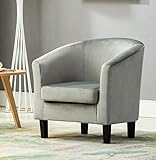 Velevt Fabric Tub Chair Armchair club Chair for Dining Living Room & Cafe (Grey)
