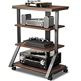 5Rcom HiFi Racks and Stands Audio Rack Cabinet AV Shelf Movement Stand 4 Tiers Wooden Shelves for Turntable Record Player DVD Entertainment Unit Multifunctional Height Adjustable Load Capacity 54KG