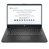 HP Stream 14" Laptop | Intel N4120 Processor | 4 GB RAM | 64 GB eMMC | Intel UHD Graphics | HD Display | Dual Speakers | Microsoft 365 Personal 12 month included | Win 11| Jet Black | 14s-dq0000sa