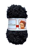 De witte Engel Doll Hair Mohair Blouclé Yarn for walldorf/Steiner Dolls 50 gr (Black)