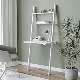 URBNLIVING White Or Grey Ladder Desk 2 Shelf Wooden Bedroom Computer Table Work Office Unit (White)