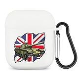Tank British Flag WW2 Tanks Bluetooth Headset Cover Earbuds Case TPU Headphone Protective Compatible with Airpods 1/2 White-Color