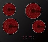 Cookology CET601 60cm Ceramic Hob - 4 Zone 6000W Electric Hob - Touch Control Panel - 9 Power Levels - Residual Heat Indicators & Child Lock