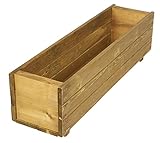 Wooden Garden Planter Flower Plant Pot Basket Trough Outdoor Timber Long Rectangular Large Herb Planter Boxes Brown Wood Stain Finish