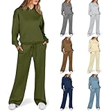 AnnSemo tracksuit womens full sets 2 piece outfits hoodie and sweatpants wide leg pants jogger sets plain y2k clothes ladies lounge wear women's activewear co ord