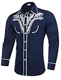Sykooria Men's Shirts Long Sleeve Casual Vintage Floral Embroidery Button Down Western Shirts Regular Fit