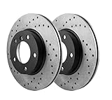 Drilling Sport Brake Disc Rotors Compatible With HONDA FR-V BE MINIVAN 2004 2005 2006 2007 2008 2009-0827GVR - Front - ventilated - Holes 5 - Diameter 282X23