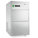 Klarstein ICE3-Powericer-XL Industrial Ice Machine - 145 W, 20 Kg/Day, 3,5 Kg Storage Compartment, Effective Cooling System, Tasteless Lining, Pumping System, Stainless Steel, Silver