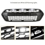 Grille For Fit Ford Transit Custom 2018-2023 Grill Upgrade Honeycomb Radiator Mesh with White Light & Letter Matte Black