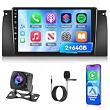 [2G+64G] Car Radio for BMW X5 E39 E53 M5 1999-2006, Android Touch Screen BMW 5 Series Car Play Stereo, Carplay/Android Auto/EQ Audio/Bluetooth/SWC + AHD Backup Camera