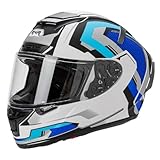 Motorcycle Full-face Helmets for Adults Electric Scooters Go-karts and Scooters Men's Helmet Lightweight and Safe ABS Sun Visor Four Seasons Blue XL/61-62cm