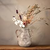Ceramic Rustic Vase Farmhouse Clay Decorative Terracotta Home Decor Vase Vintage Pot Vases with 2 Handles No Flowers (Brown)