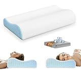 PKBD Memory Foam Pillow with Replacement Pillowcase(Cooling Ice Silk&Cotton),Neck/Shoulder Pain Relief,Ergonomic Orthopedic Cervical Pillow,Bed Pillow for Side,Back,Stomach Sleepers