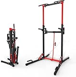 ONETWOFIT Power Tower Pull Up Bar Station, Multi-Function Adjustable Height Foldable Dip Station for Home Gym Workout, Heavy Duty Strength Training Fitness Equipment, 360/400/600LBS (BLACK-10)
