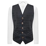 King & Priory Heritage Check Navy Blue Waistcoat - Medium | 40in Chest