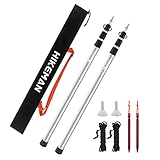 Tent Poles Camping Poles for Tarp Awning Canopy Porch Sun Sails Tarpaulin Headroom Aluminium Adjustable Telescoping 90-230cm (Silver)