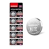 Warriors 5X 2032 CR2032 Batteries Coin Button Cell 3V 3 Volt Lithium 240mAH Battery Up to 70% Extra Life Child Resistant Safety Package Retail Pack